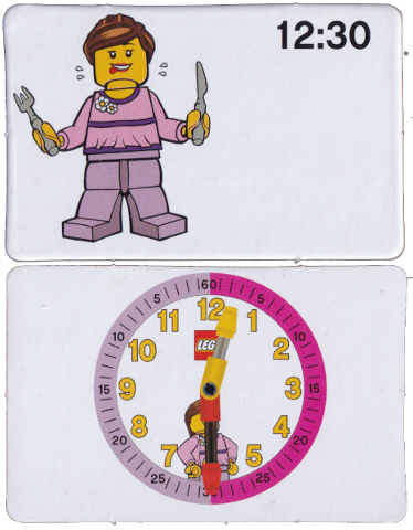 Flash Card, Cardboard, Time Teacher, Girl 12:30