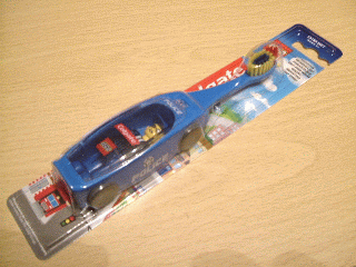 Toothbrush, Jack Stone (Minifigure 4j008), Blue Police Car - Colgate (Danish), no bonus stickers