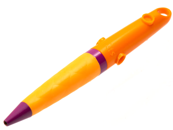 Clikits Daisy Pen, Orange and Magenta, 4 Icon Holes, Bright Light Orange Rubber Grip, Ring for Carabiner