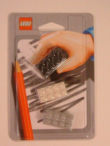 Eraser, LEGO Brick Eraser Set of 3 (Black, White & Light Gray) blister pack