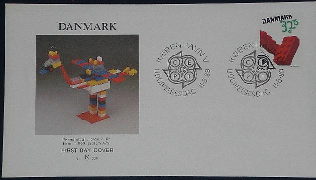 LEGO Stamp Denmark First Day Cover, May 11, 1989 - Childrens Games, Paradisfugl.