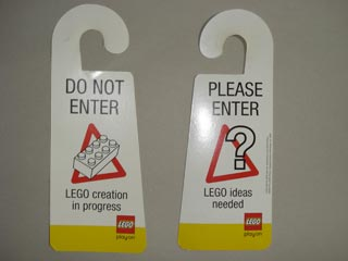 Door Hanger (Cardboard) Double-Sided, PLEASE ENTER LEGO ideas needed / DO NOT ENTER LEGO creation in progress