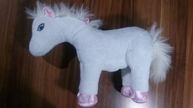 Belville Large White Horse Plush, Fully Poseable Legs, Pink Feet and Pink Bows