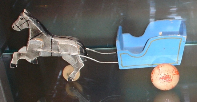 Wooden Horse and Blue Carriage