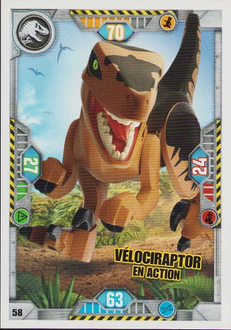 Jurassic World Trading Card Game (French) Series 1 - # 58 Vélociraptor en Action