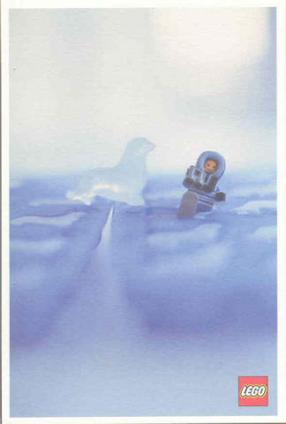Postcard - Lego Art Project 2000 - 007 - Arctic Minifigure on Ice with Clear Seal