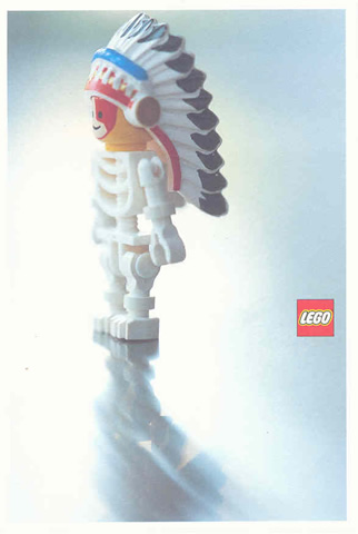 Postcard - Lego Art Project 2002 - 020 - Skeleton Minifigure with Head of Indian Chief