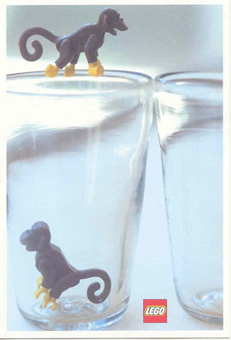 Postcard - Lego Art Project 2002 - 024 - 2 Monkeys and 2 Glasses