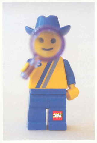 Postcard - Lego Art Project 2002 - 025 - Minifigure Looking Through Magnifying Glass