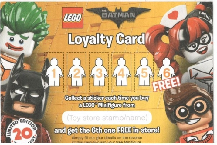 Minifigures Loyalty Card 2017 The LEGO Batman Movie Series