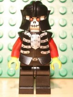 Magnet, Minifigure Castle Fantasy Era Skeleton Warrior 2, Black Breastplate and Helmet, Dark Red Arms, Yellow Hands, Black Hips and Legs