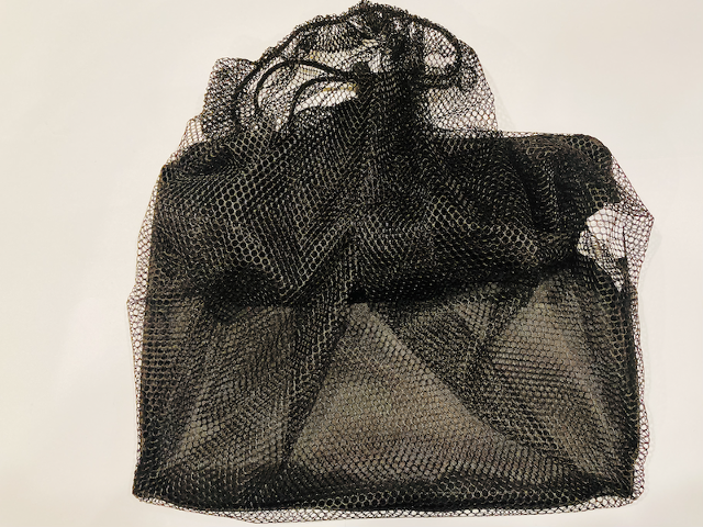 Drawstring Bag, Mesh with Flat Rectangular Bottom, 27cm Wide