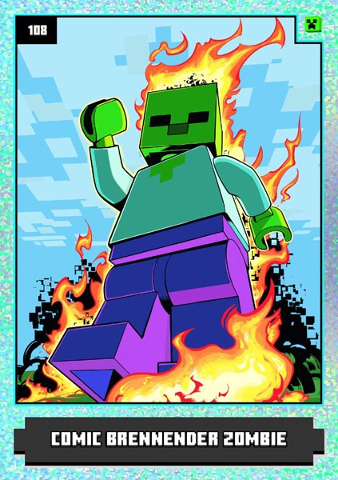 Minecraft Trading Card Collection (German) Series 1 - # 108 Comic Brennender Zombie