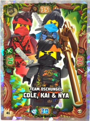 NINJAGO Trading Card Game (German) Series 6 - # 41 Team Dschungel Cole, Kai & Nya