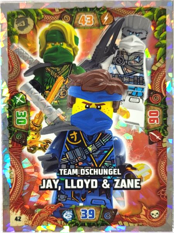 NINJAGO Trading Card Game (German) Series 6 - # 42 Team Dschungel Jay, Lloyd & Zane