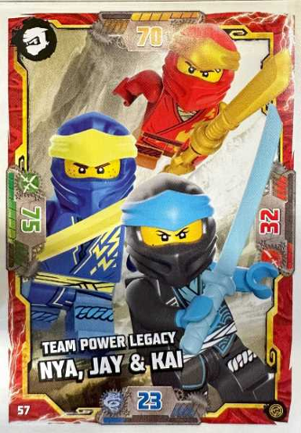 NINJAGO Trading Card Game (German) Series 8 - # 57 Team Power Legacy Nya, Jay & Kai