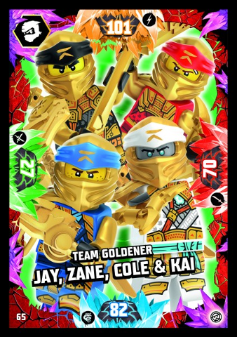 NINJAGO Trading Card Game (German) Series 8 - # 65 Team Goldener Jay, Zane, Cole & Kai