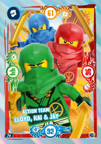 NINJAGO Trading Card Game (German) Series 9 - # 74 Action Team Lloyd, Kai & Jay