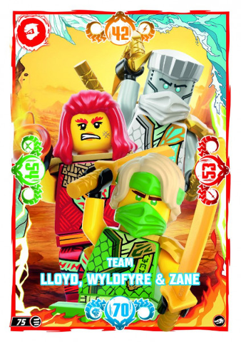 NINJAGO Trading Card Game (German) Series 10 - # 75 Team Lloyd, Wyldfyre & Zane