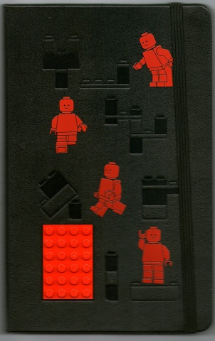 Notebook, Plain Large, Limited Edition (Moleskine) with Red Minifigure Pattern, Black Bricks and Plates Pattern and Attached Red 4 x 6 Plate