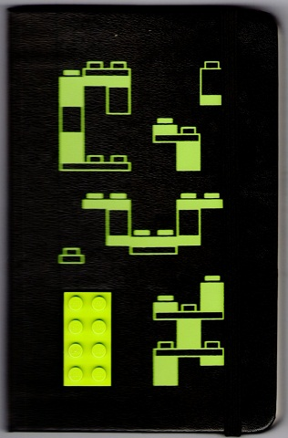 Notebook, Plain Small, Limited Edition (Moleskine) with Lime Bricks and Plates Pattern and Attached Lime 2 x 4 Plate