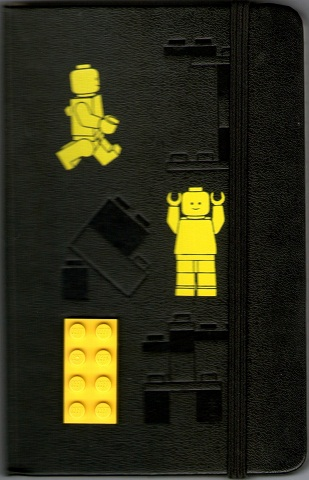 Notebook, Ruled Small, Limited Edition (Moleskine) with Yellow Minifigure Pattern, Black Bricks and Plates Pattern and Attached Yellow 2 x 4 Plate