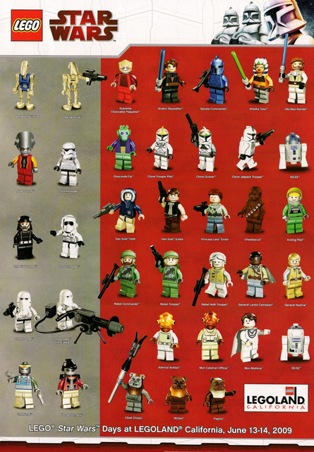Star Wars 2009 Minifigure Gallery Poster, Legoland California Weekend version