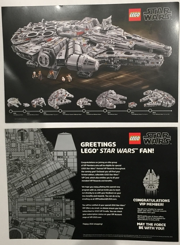 Postcard - Star Wars Set 75192 UCS Millennium Falcon VIP Members Postcard