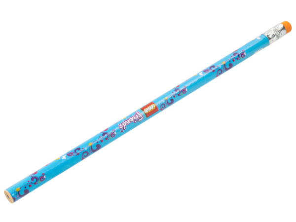 Pencil, Friends Dark Azure with Orange Eraser, LEGO Friends Logo, Butterflies and Filigree Pattern