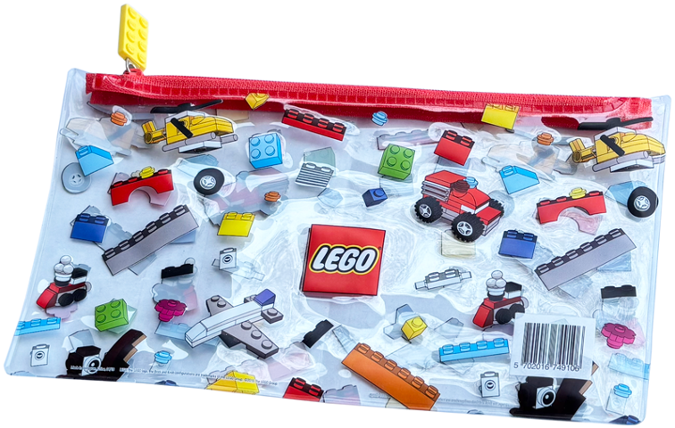 Pencil Bag, Red Zipper and Yellow Brick Pull, LEGO Logo