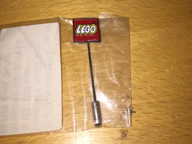 Pin, LEGO Logo Square Red Type 2 - Stick Pin with end attachment