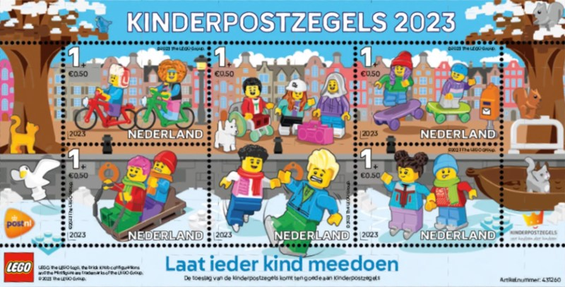 LEGO Stamp Netherlands 2023 - Kinderpostzegels Minifigures (Sheet of 5)