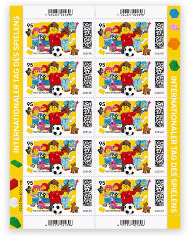LEGO Stamp Germany 2025 - Internationaler Tag des Spielens (Sheet of 10)