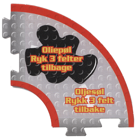 Racers Game Track Piece Special Oil Spill with Yellow 'Oliepøl - Ryk 3 felter tilbage / Oljesøl - Rykk 3 felt tilbake' Pattern