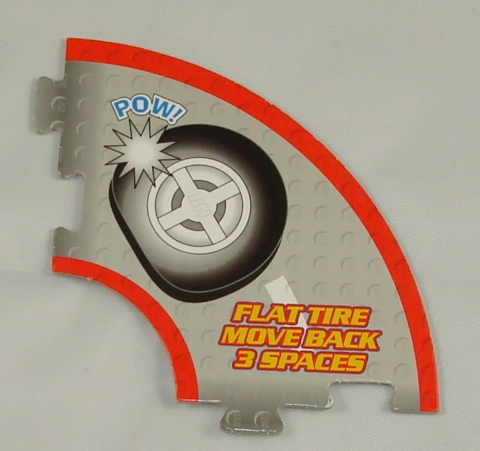 Racers Game Track Piece Special Flat Tire with Yellow 'FLAT TIRE MOVE BACK 3 SPACES' Pattern