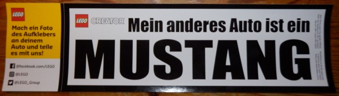 Sticker Sheet, Creator Ford Mustang Promotional (German)