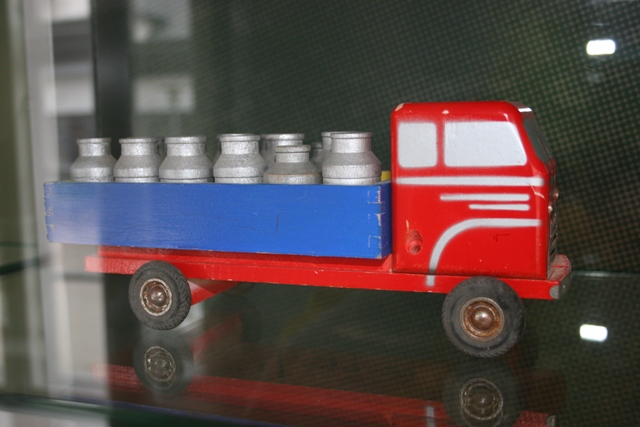 Wooden Truck with Milk Bottles