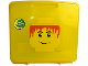 Gear No: 499121  Name: Project Case with Baseplate, Trans-Yellow with Minifigure Head with Red Hair and Grin Pattern