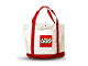 Gear No: 5005326  Name: Tote Bag, LEGO Logo Pattern, Red Handles, Vertical Straps and Bottom