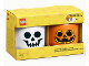Gear No: 5711938034726  Name: Minifigure Head Storage Container Large - Pumpkin and Skeleton Set (2 Pieces - 4032)