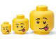 Gear No: 5711938249861  Name: Minifigure Head Storage Container Mini, Small, and Large - Male Silly Sticking Tongue Out Set (4334)