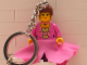 Gear No: 850744  Name: Minifigure Princess with Cloth Skirt Key Chain with 2 x 2 Square Lego Logo Tile