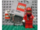 Gear No: 851658  Name: Racer Driver, Red with White Balaclava Key Chain with Lego Logo Tile, Modified 3 x 2 Curved with Hole