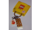 Gear No: 852445  Name: 2 x 4 Brick - Chrome Gold Key Chain with Lego 50 Year Anniversary Logo Tile, Modified 3 x 2 Curved with Hole