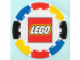 Gear No: Gstk005  Name: Sticker Sheet, 3.5cm Circle, White with Blue, Black, Yellow and Red Bricks