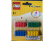 Gear No: LGO1903-199  Name: Eraser, LEGO Brick Eraser Set of 4 (Yellow, Blue, Green & Red) wide blister pack