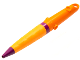 Gear No: clikitspen06  Name: Clikits Daisy Pen, Orange and Magenta, 4 Icon Holes, Rubber Grip, Ring for Carabiner