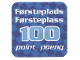 Gear No: racegame1stpl3  Name: Racers Game 1st Place Card with White 'Førsteplads/Førsteplass 100 point/poeng' Pattern