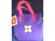 Gear No: tote01a  Name: Tote Bag Small, Scala with Pocket and Clip, Contrasting Flower and Straps, Purple