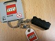 Gear No: 852098pb01  Name: 2 x 4 Brick - Black Key Chain with Lego Logo Tile, Modified 3 x 2 Curved with Hole and Engraved 'LEGOshop.com' Pattern